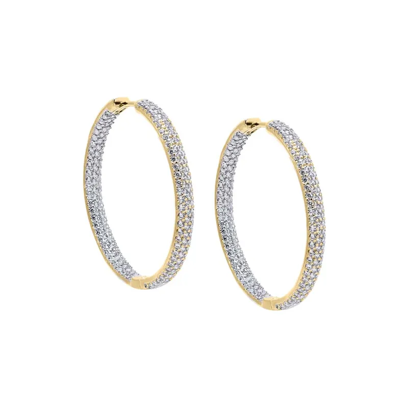 CZ Pavé Medium Hoop Earring sold by Adina Eden's