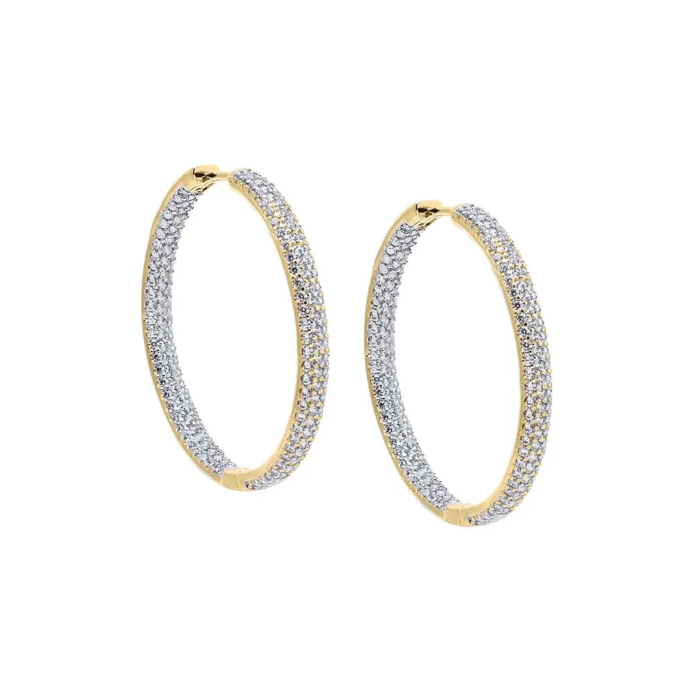 CZ Pavé Medium Hoop Earring sold by Adina Eden's
