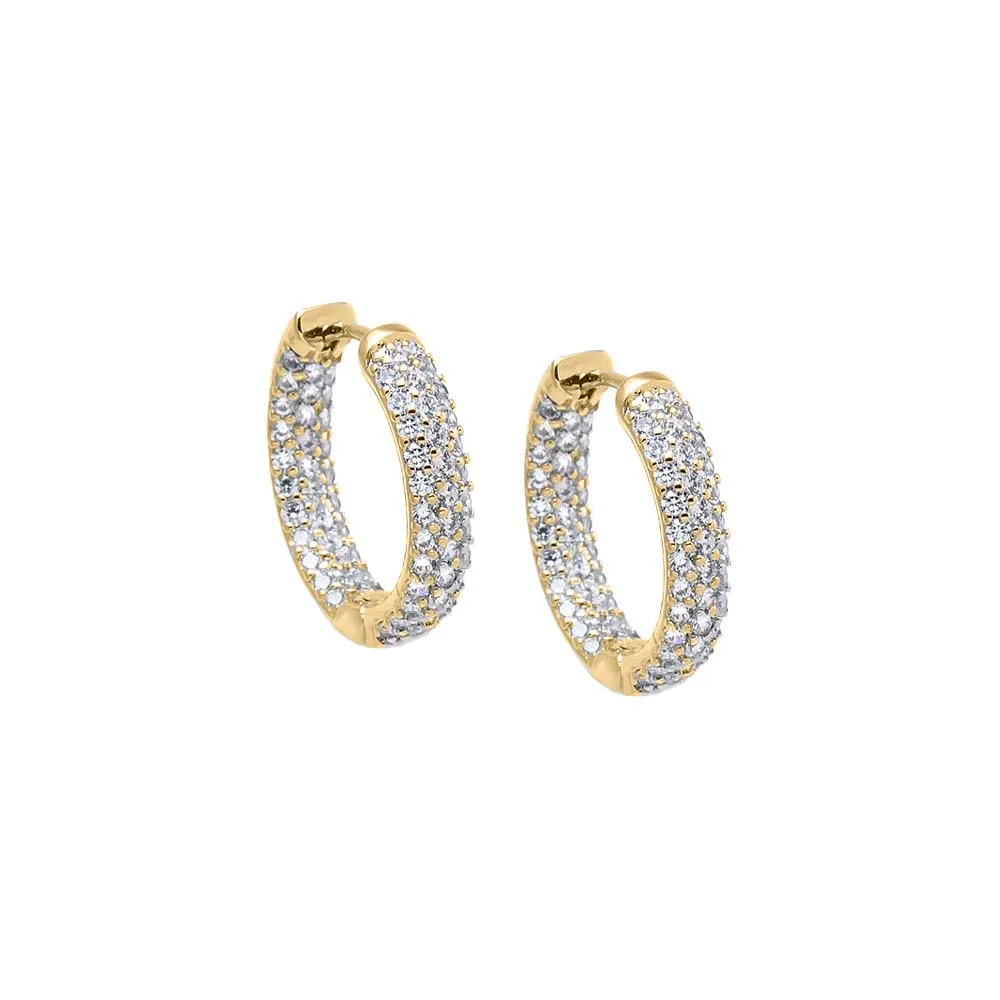 CZ Classic Pavé Hoop Earring sold by Adina Eden's