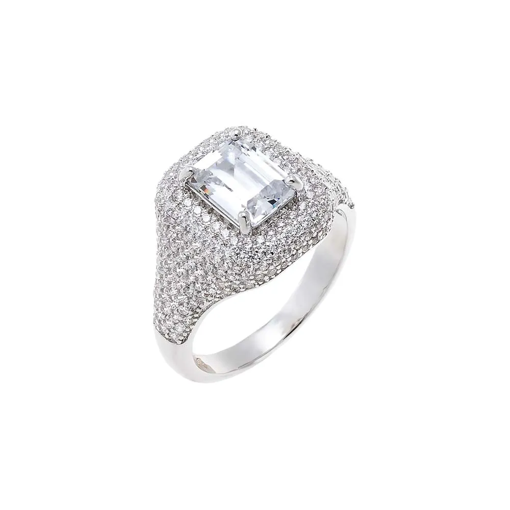 CZ Emerald-Cut Pavé Dome Pinky Ring sold by Adina Eden's product image thumbnail 2