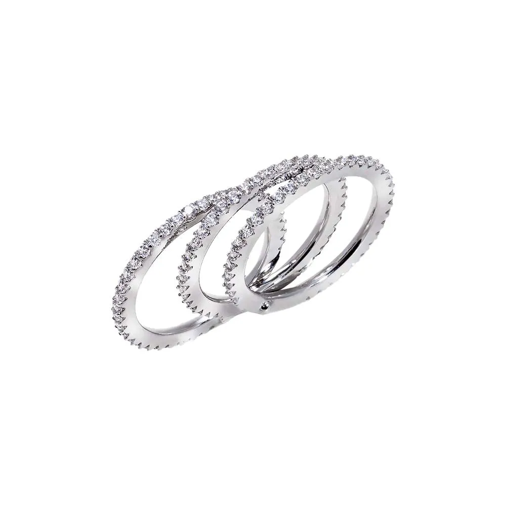 CZ Pavé Three-Stack Eternity Ring sold by Adina Eden's product image thumbnail 3