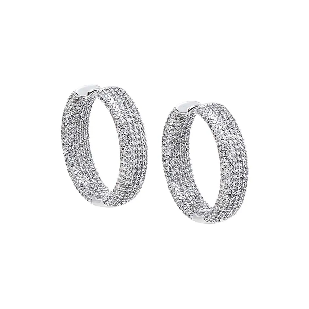 CZ Pavé Rounded Wide Hoop Earring sold by Adina Eden's product image thumbnail 3