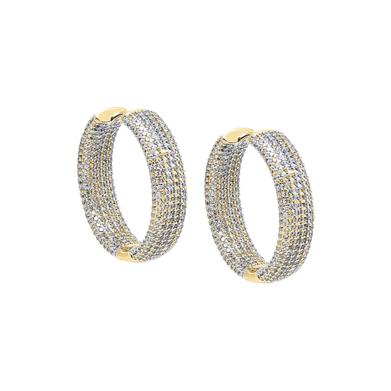 CZ Pavé Rounded Wide Hoop Earring sold by Adina Eden's