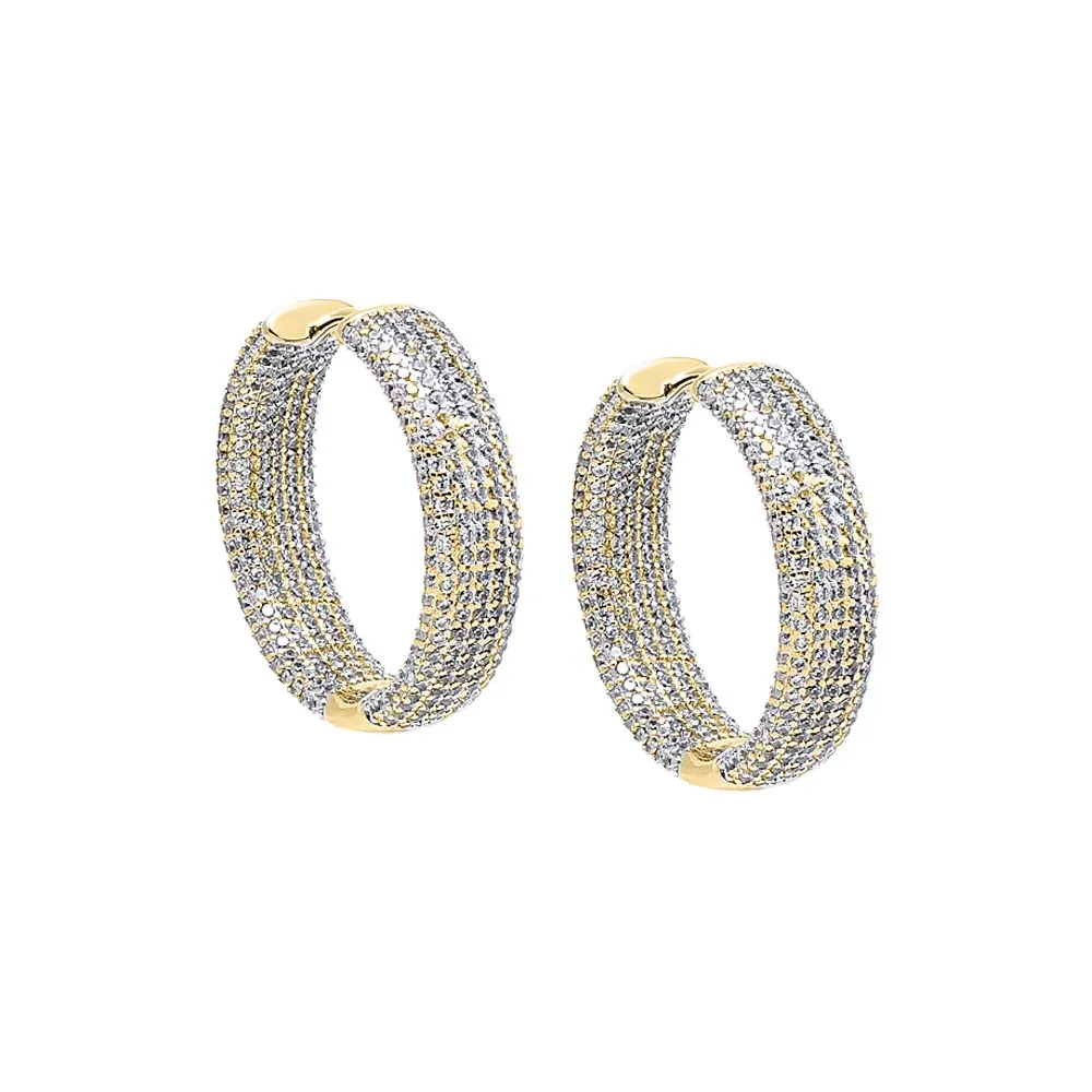 CZ Pavé Rounded Wide Hoop Earring sold by Adina Eden's
