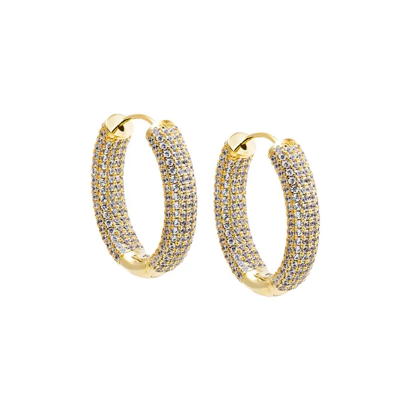 Oval CZ Pavé Wide Hoop Earring sold by Adina Eden's