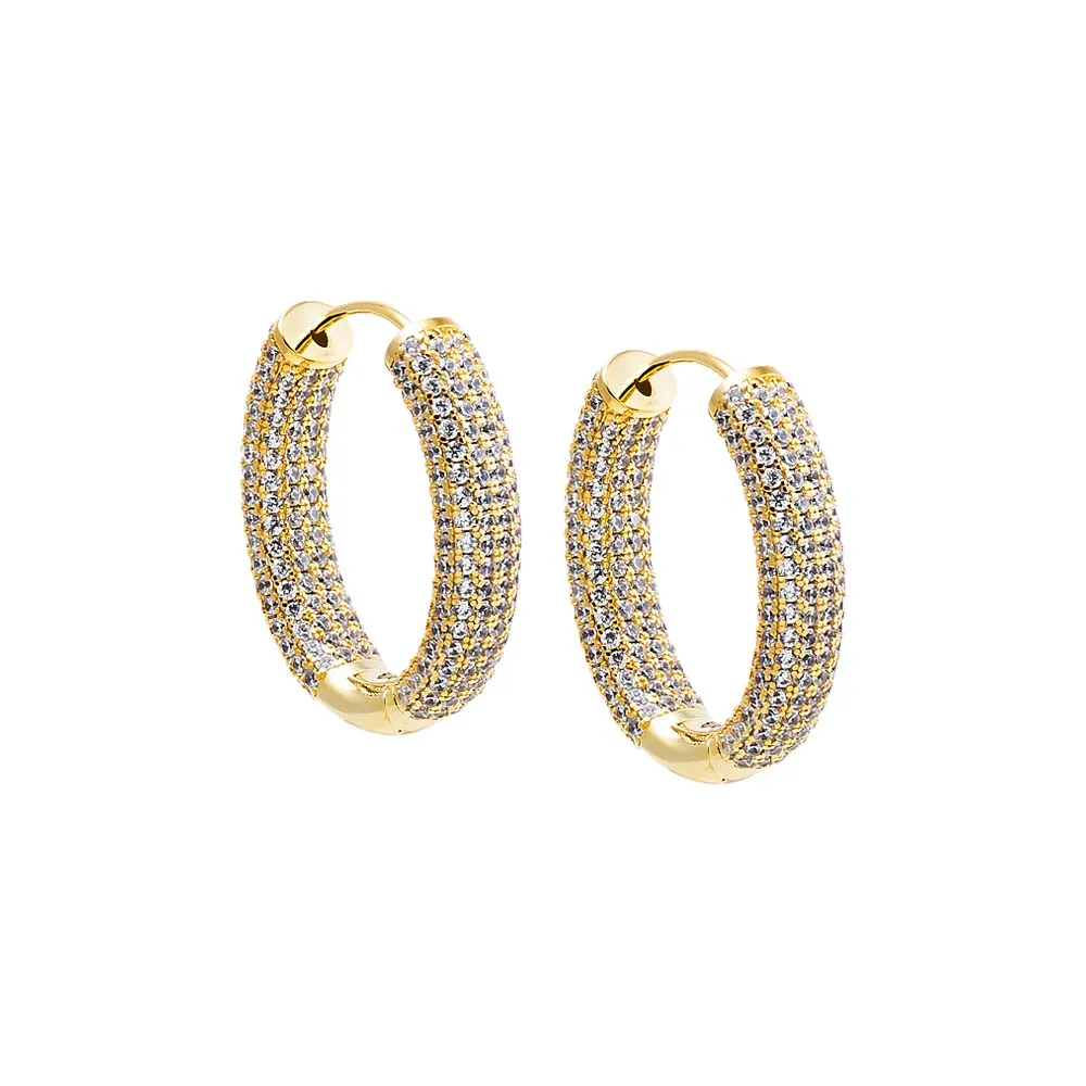 Oval CZ Pavé Wide Hoop Earring sold by Adina Eden's