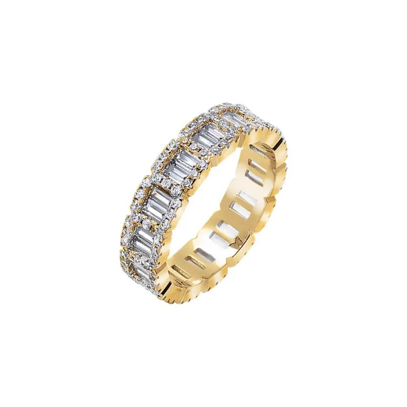 CZ Baguette X Round Illusion Eternity Band Ring sold by Adina Eden's