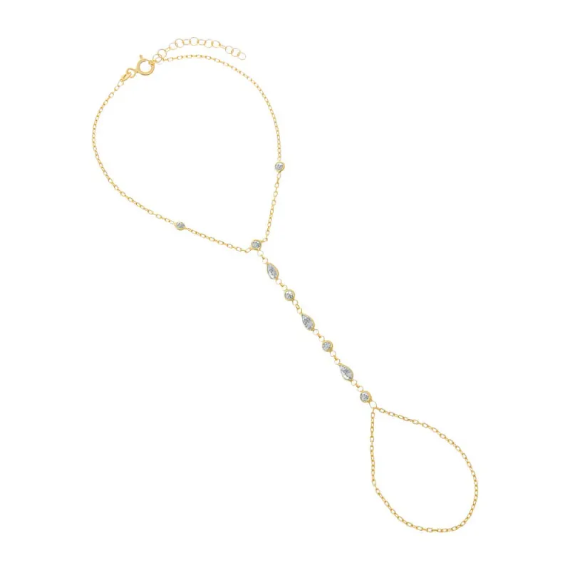 Colored CZ Multishape Bezel Hand Chain sold by Adina Eden's