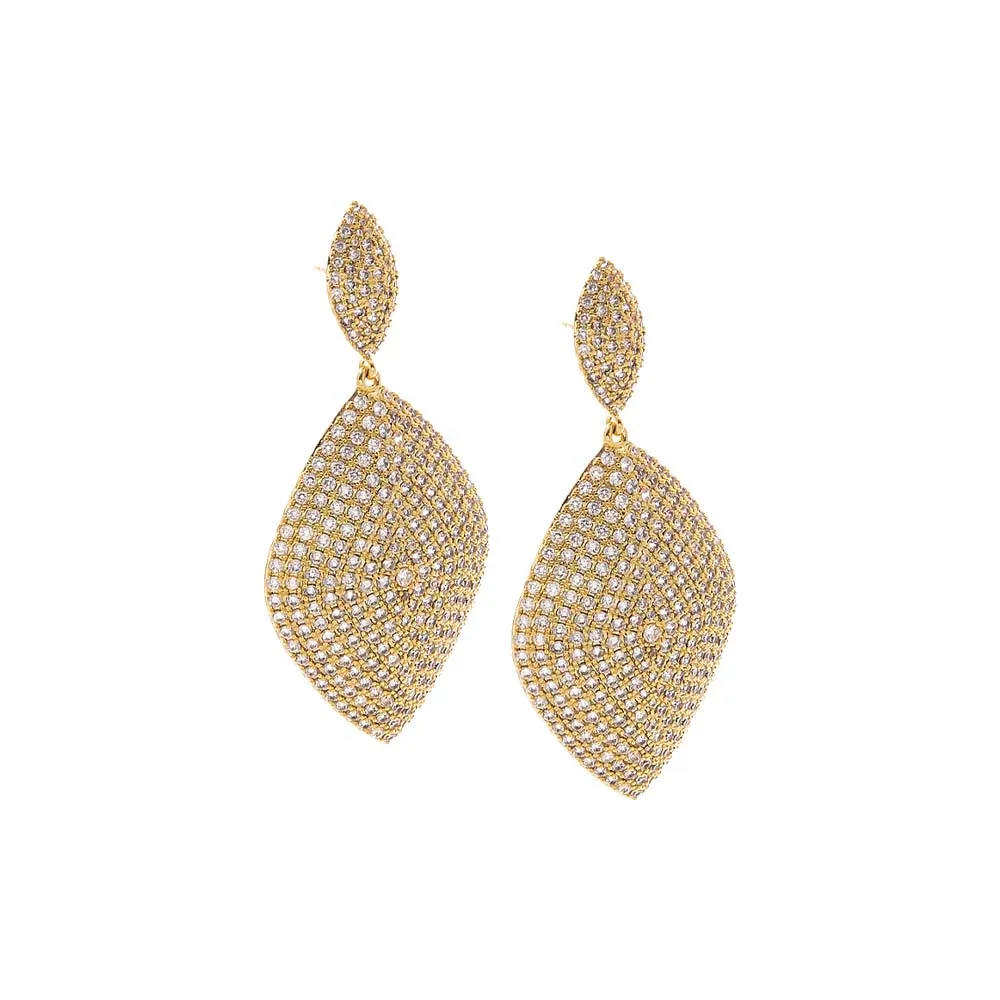 Bold Geometric Pave CZ Drop Earring sold by Adina Eden's