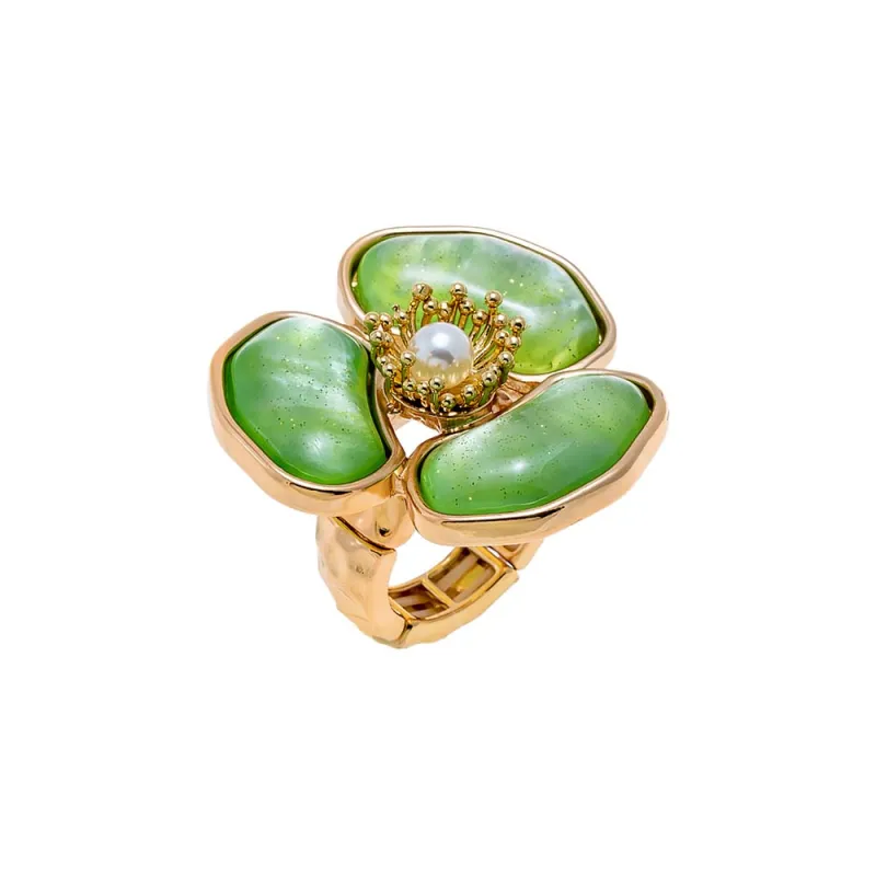 Jade Flower Statement Ring made by Adina Eden's