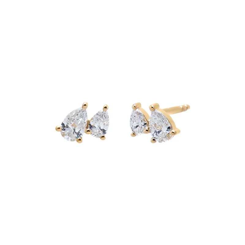 Lab Grown Diamond Double Pear Stud Earring 14K sold by Adina Eden's
