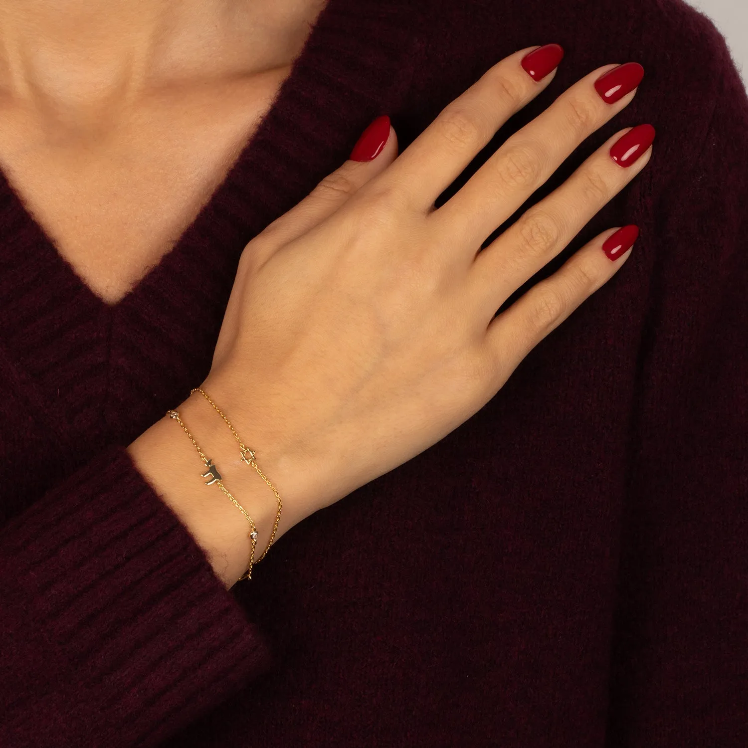 Dainty Solid Star of David Bracelet sold by Adina Eden's product image thumbnail 2