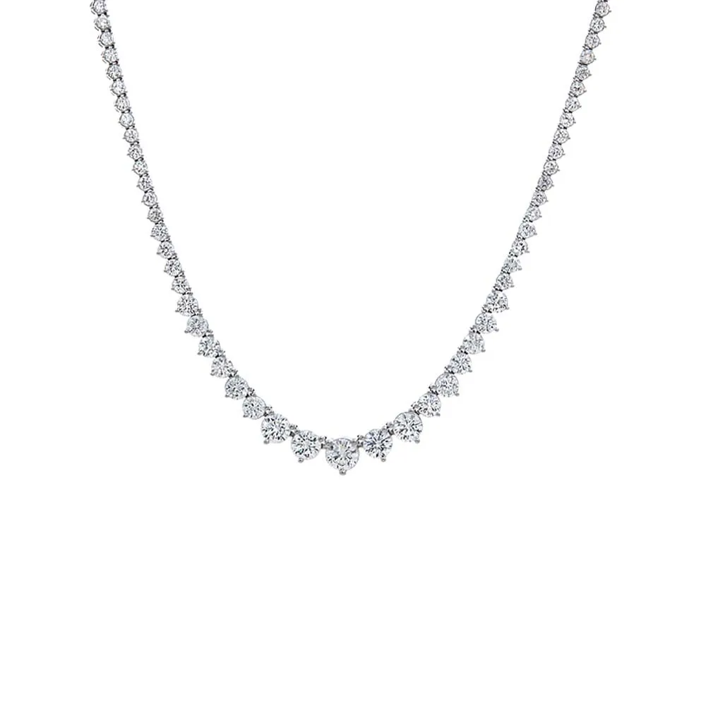 Lab Grown Diamond Graduated 7CT 3 Prongs Tennis Necklace 14K sold by Adina Eden's product image thumbnail 2