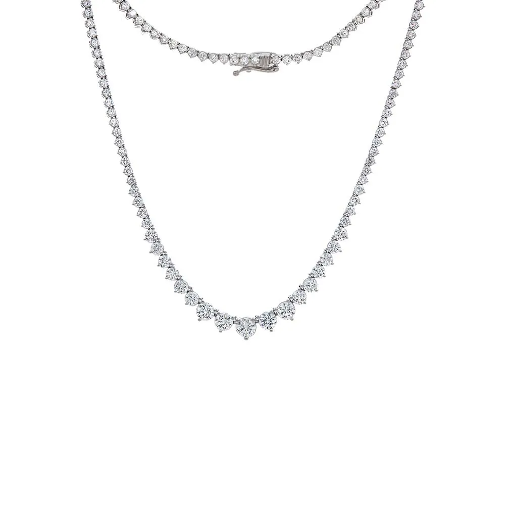 Lab Grown Diamond Graduated 7CT 3 Prongs Tennis Necklace 14K sold by Adina Eden's product image thumbnail 3