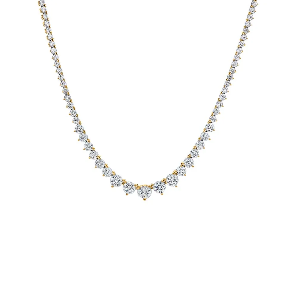 Lab Grown Diamond Graduated 10CT 3 Prongs Tennis Necklace 14K sold by Adina Eden's