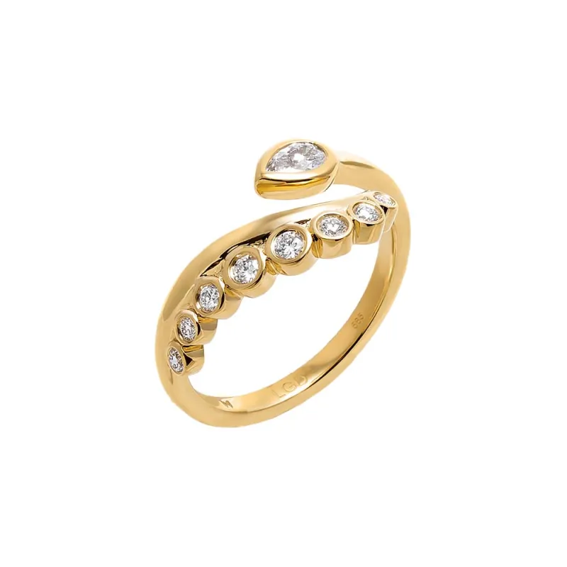Lab Grown Diamond Pear Bezel Wrap Statement Ring 14K sold by Adina Eden's