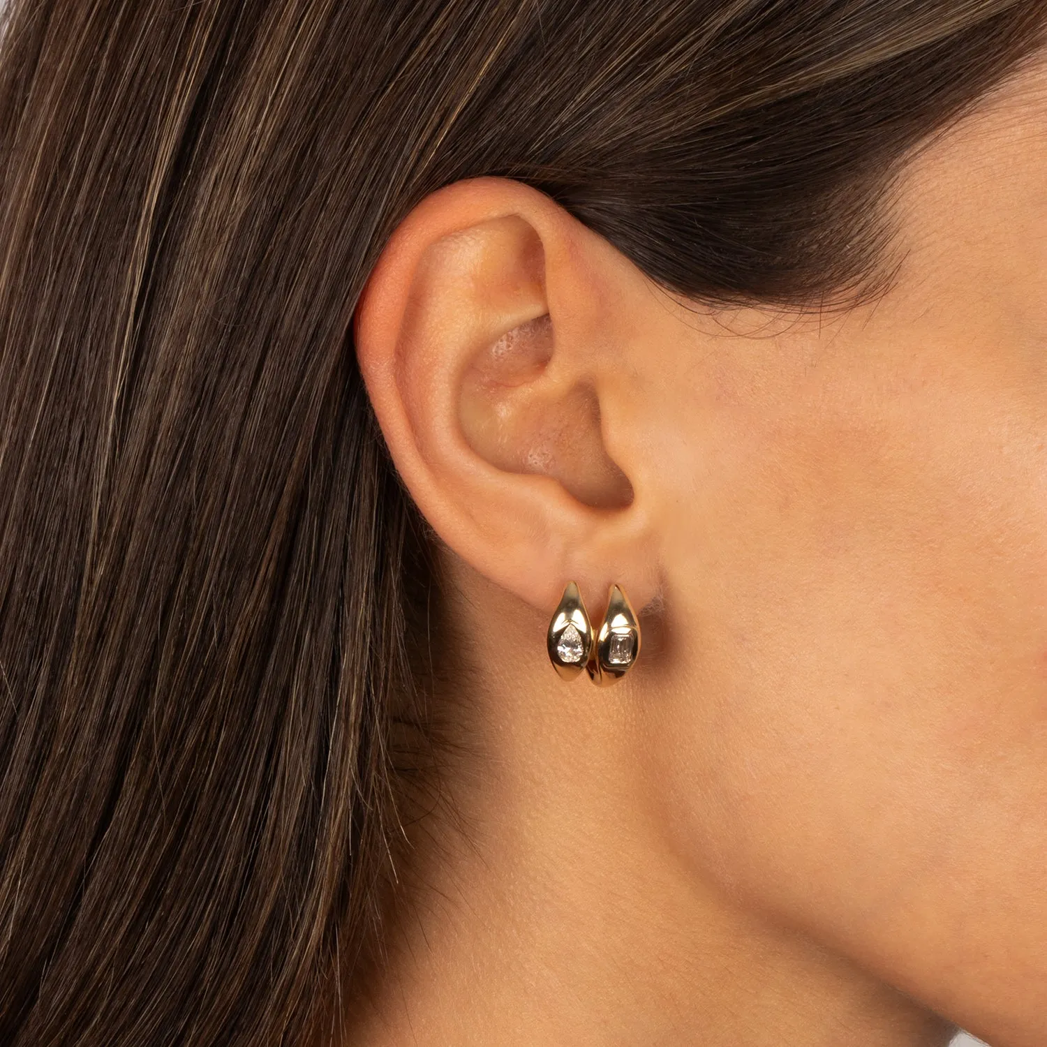 Lab Grown Diamond Emerald Dome Huggie Earring 14K sold by Adina Eden's product image thumbnail 2