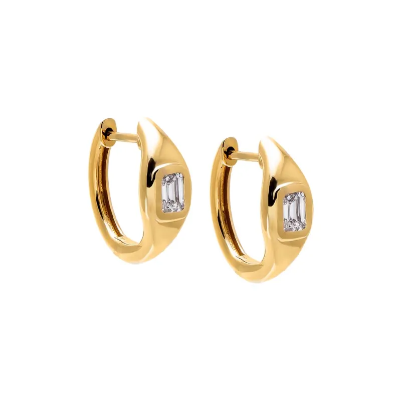 Lab Grown Diamond Emerald Dome Huggie Earring 14K sold by Adina Eden's