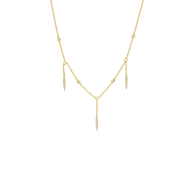 Pave Dangling Dagger Charms Chain Necklace sold by Adina Eden's