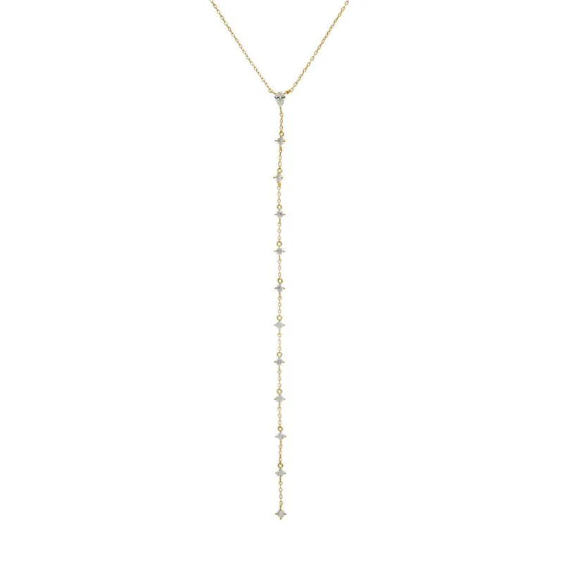 Teardrop CZ Lariat Necklace sold by Adina Eden's