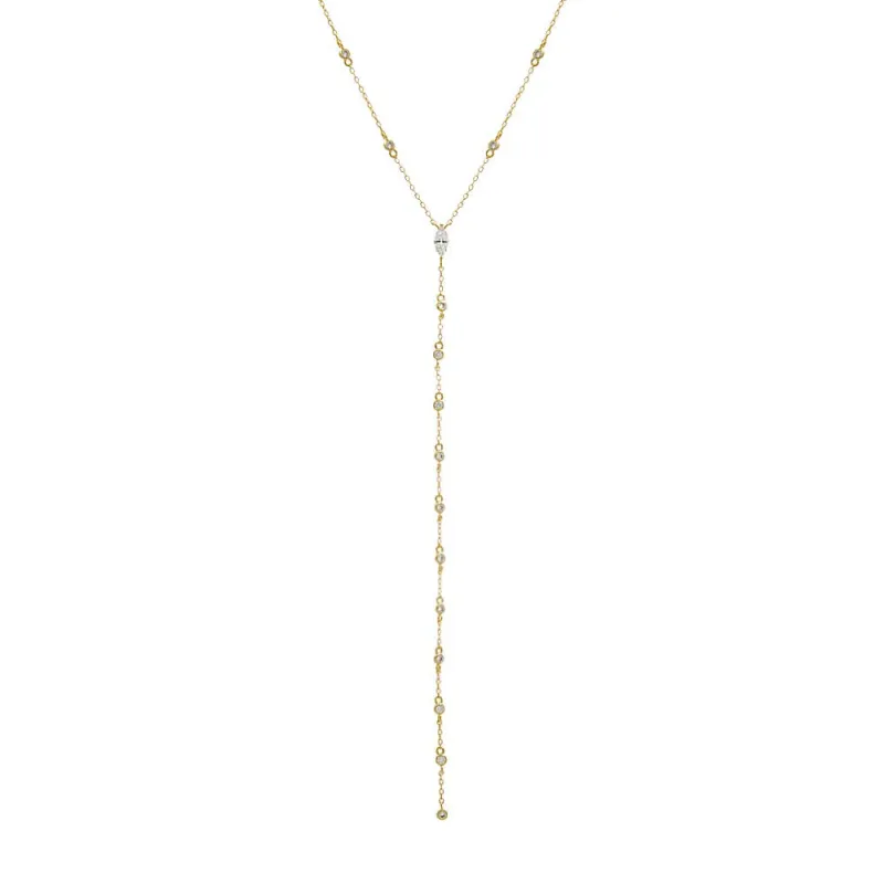 Marquise Drop CZ Lariat Necklace sold by Adina Eden's