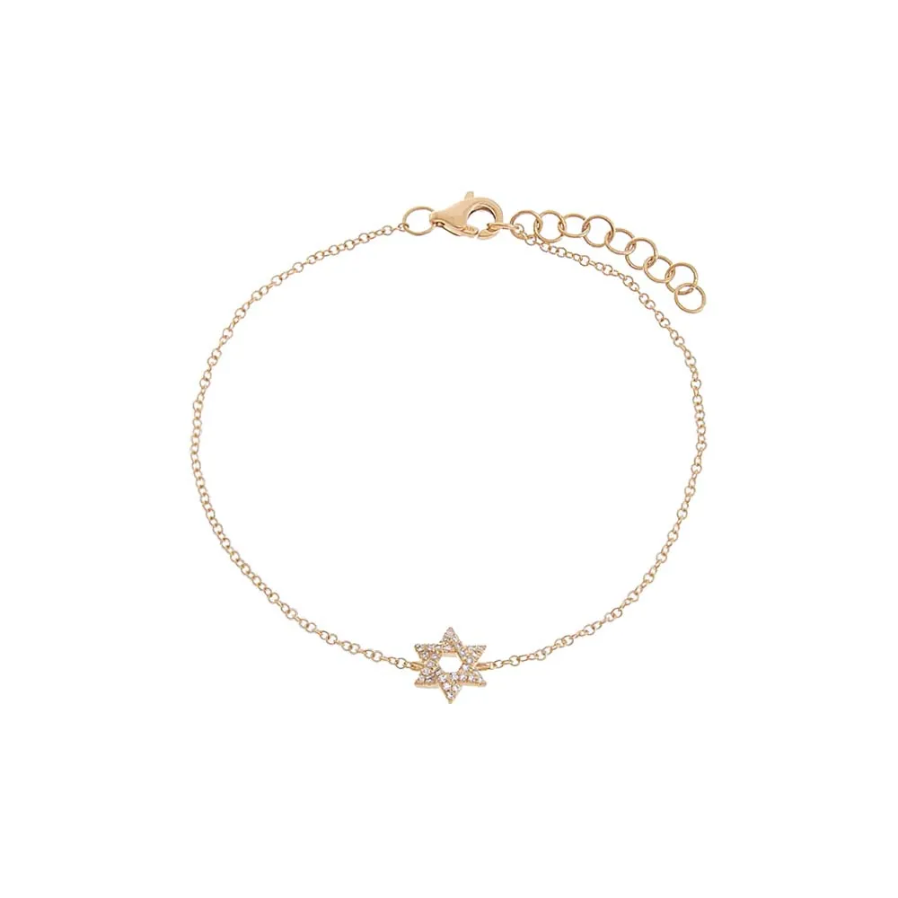 Diamond Pave Star Of David Bracelet 14K sold by Adina Eden's
