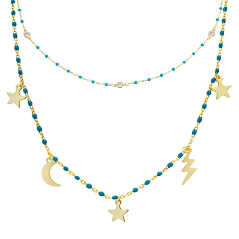 CZ Enamel Celestial Necklace Combo Set sold by Adina Eden's