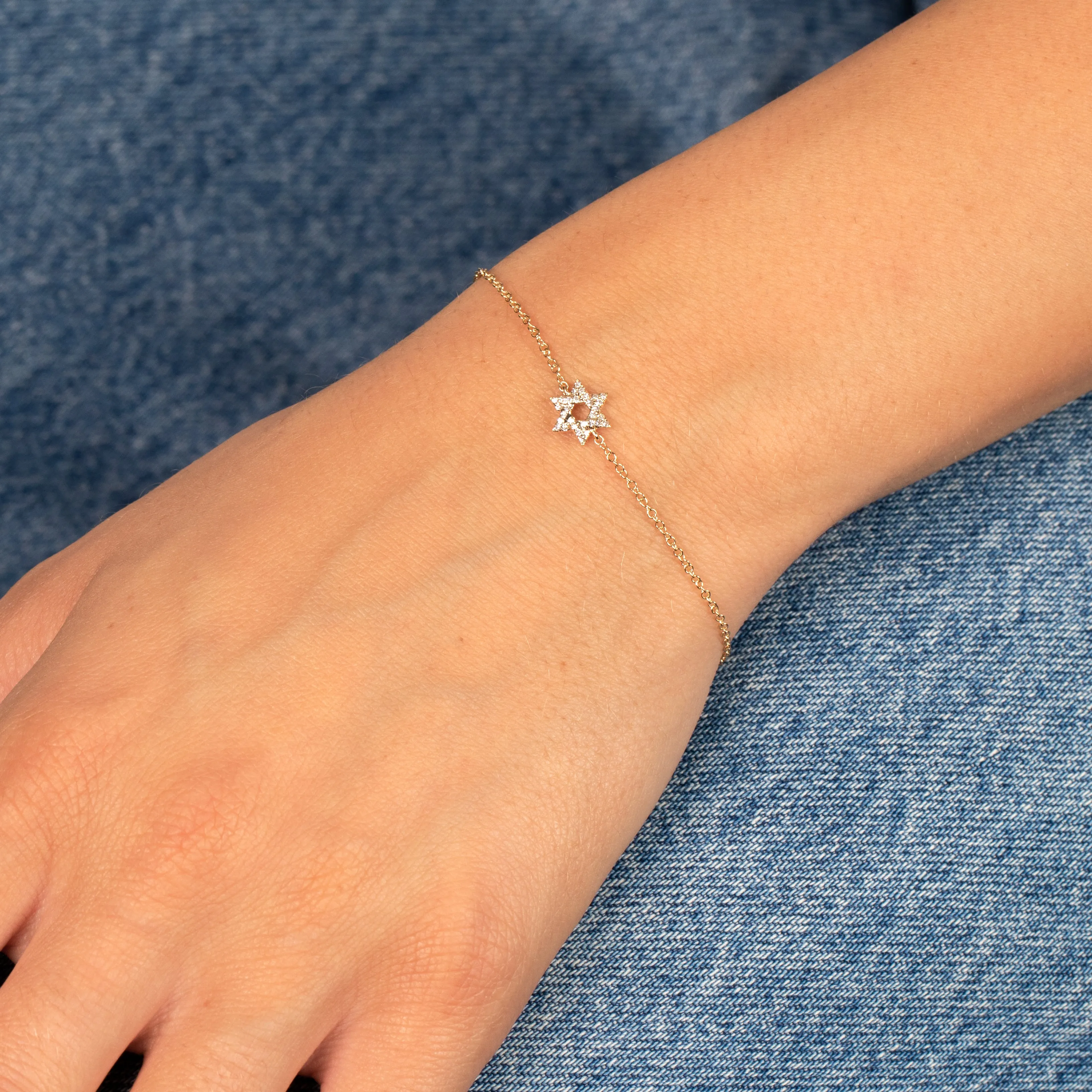 Diamond Pave Star Of David Bracelet 14K sold by Adina Eden's product image thumbnail 3