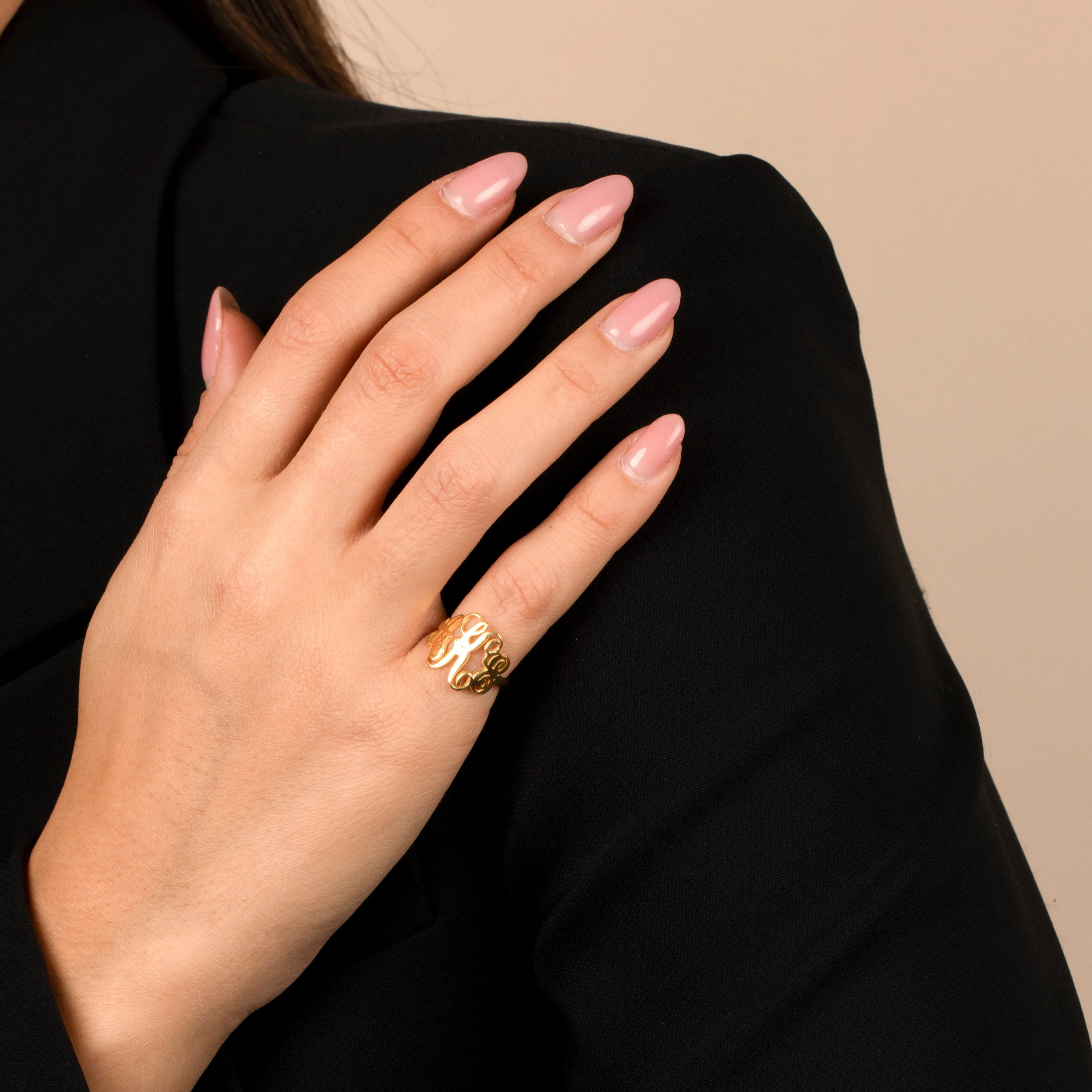 Solid Mongram Name Ring sold by Adina Eden's product image thumbnail 2
