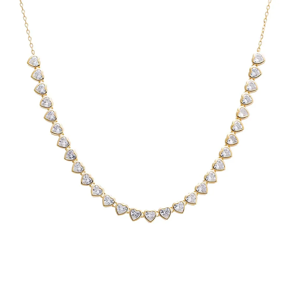 Colored CZ Bezel Hearts Necklace sold by Adina Eden's product image thumbnail 2