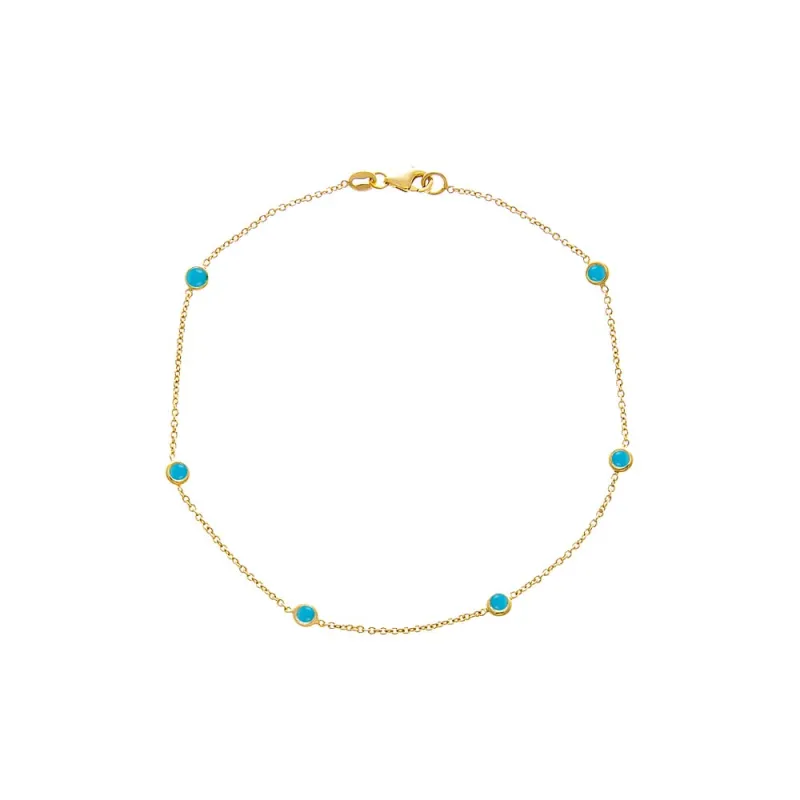 Turquoise Diamond By The Yard Anklet sold by Adina Eden's