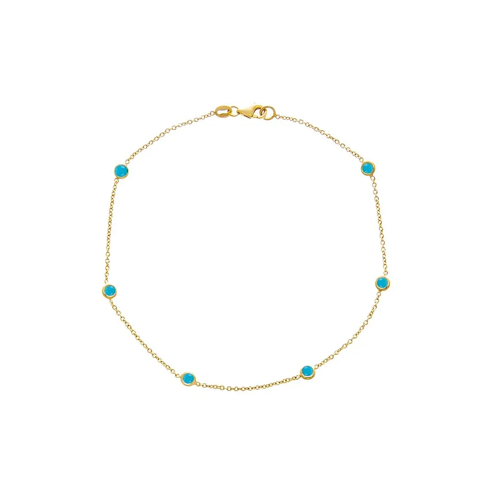 Turquoise Diamond By The Yard Anklet sold by Adina Eden's