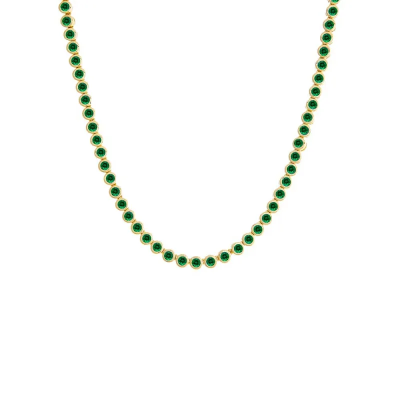 Emerald Green CZ Bezel Tennis Necklace sold by Adina Eden's