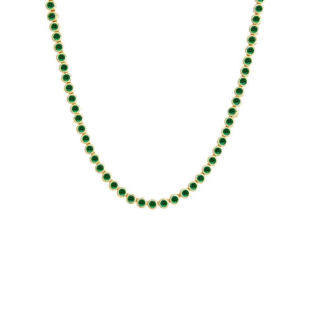 Emerald Green CZ Bezel Tennis Necklace sold by Adina Eden's