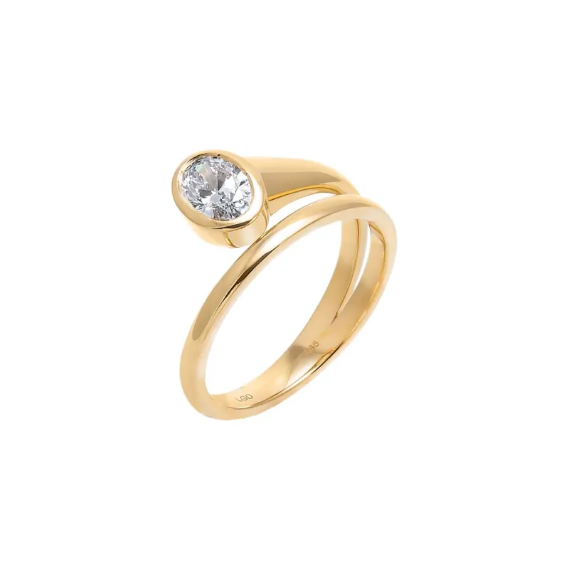 Lab Grown Diamond Oval Bezel Wrapped Ring 14K sold by Adina Eden's