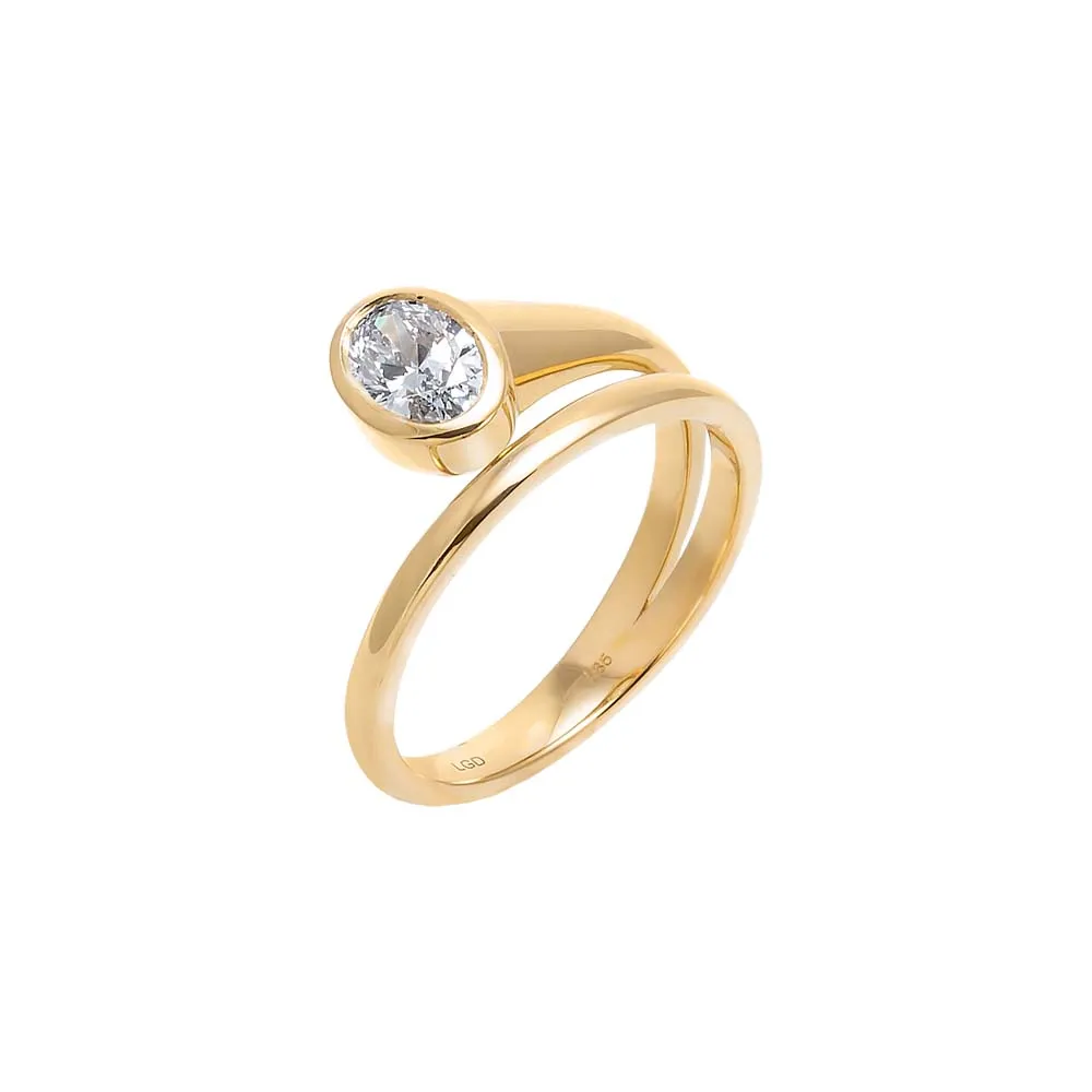 Lab Grown Diamond Oval Bezel Wrapped Ring 14K sold by Adina Eden's