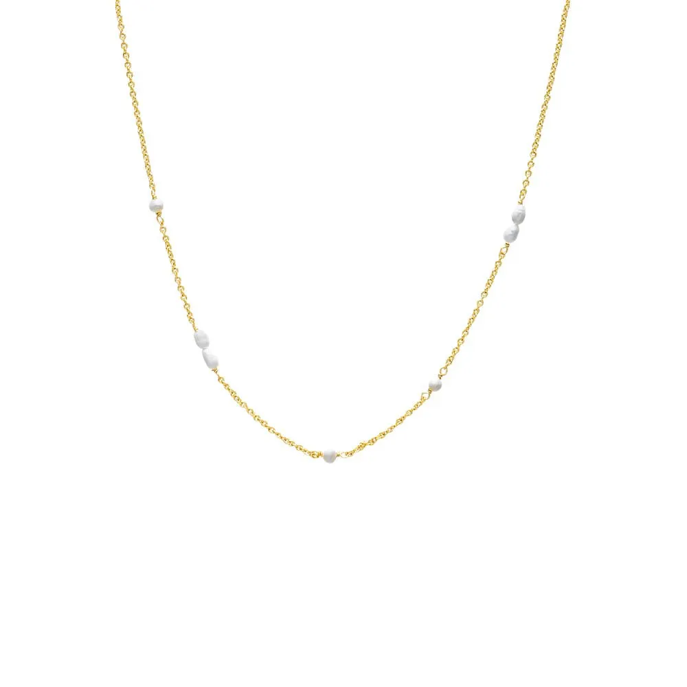Dainty Pearl Scattered Chain Necklace sold by Adina Eden's