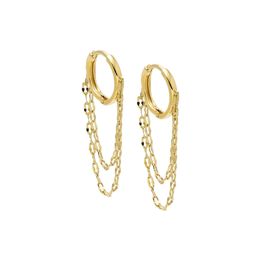 Double Mariner Chain Drop Huggie Earring sold by Adina Eden's