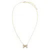 Pave X Baguette Mini Bow Tie Link Necklace sold by Adina Eden's