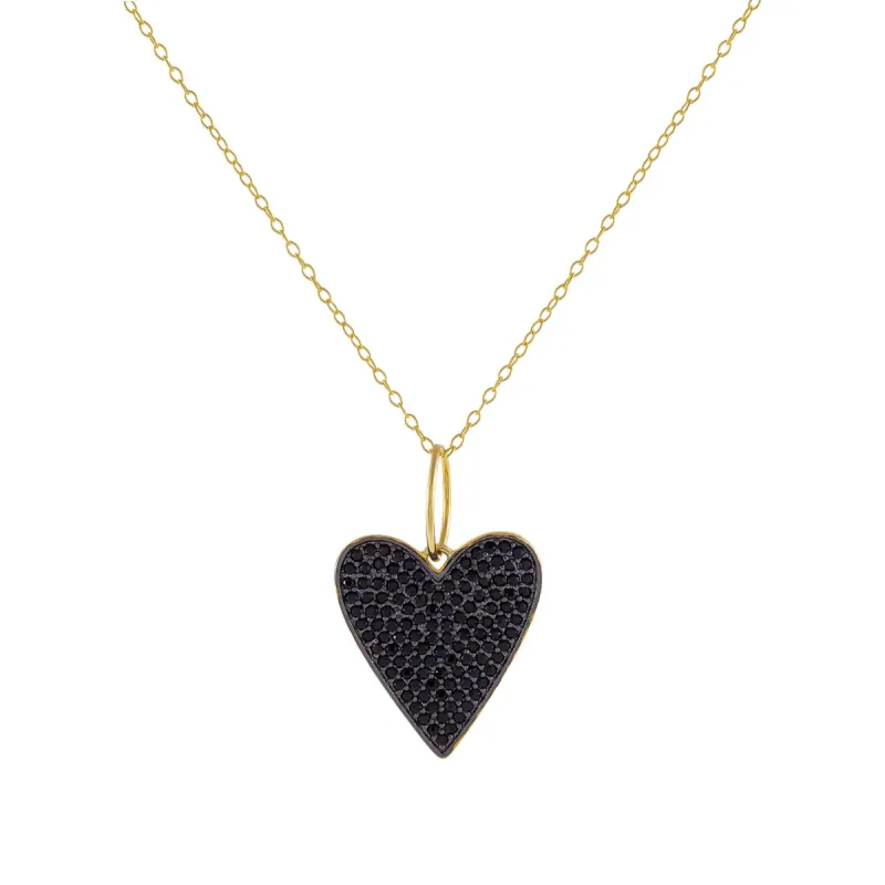 Pavé Onyx Heart Charm Necklace sold by Adina Eden's