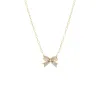 Pave X Baguette Mini Bow Tie Link Necklace sold by Adina Eden's