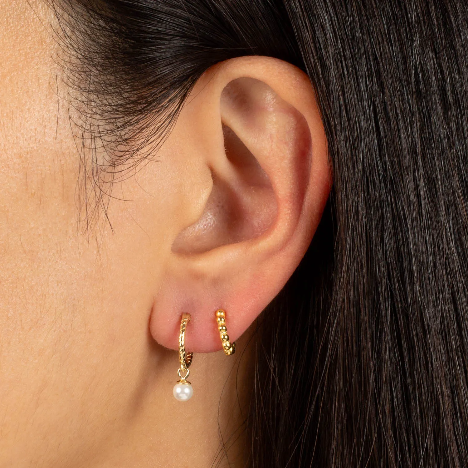 Twisted Pearl Huggie Earring sold by Adina Eden's product image thumbnail 2