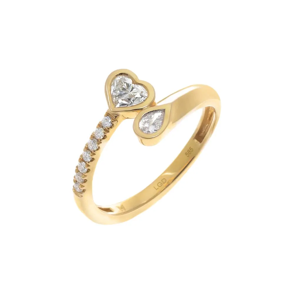 Lab Grown Diamond Bezel Heart Claw Ring 14K sold by Adina Eden's