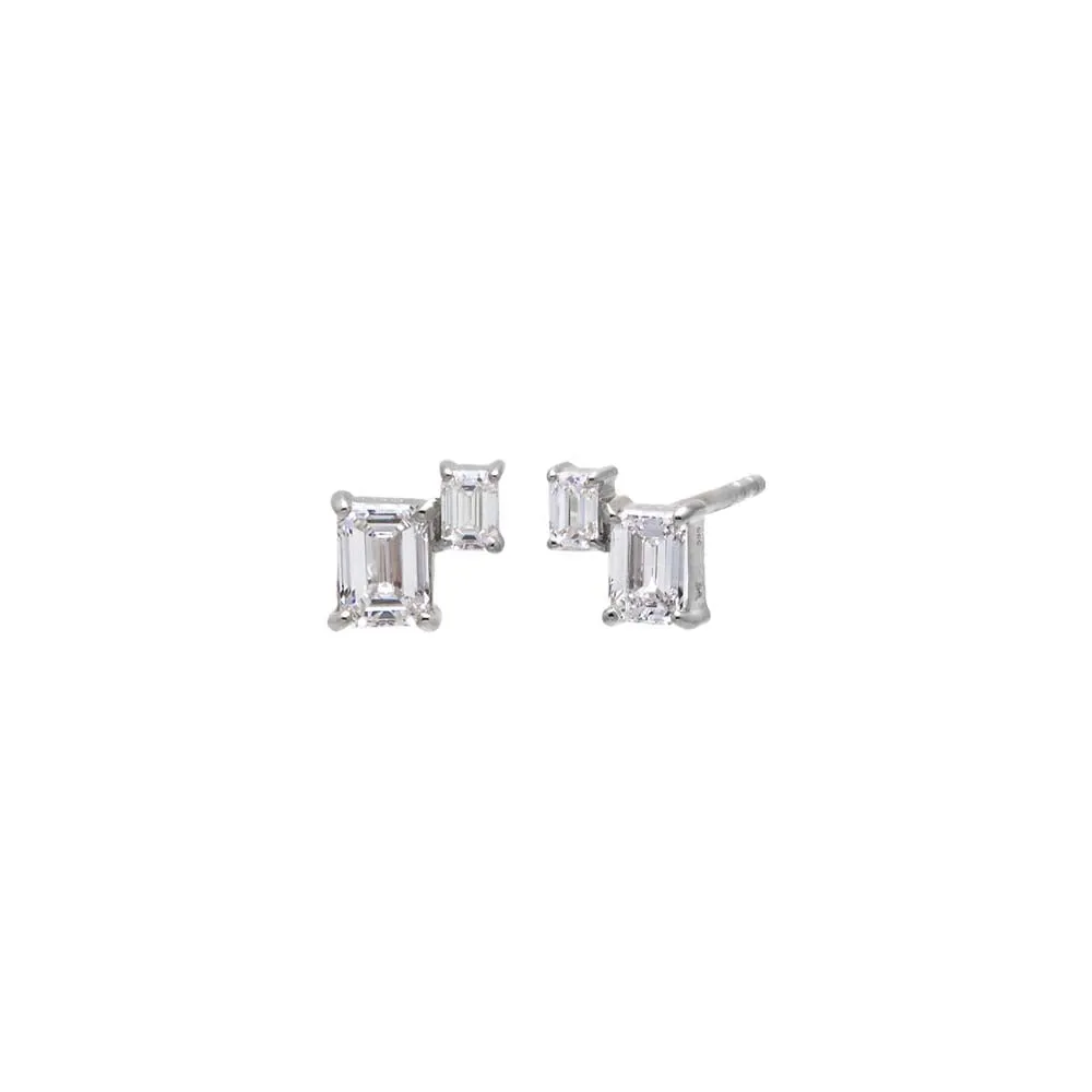 Lab Grown Diamond Double Emerald Stud Earring 14K sold by Adina Eden's product image thumbnail 2