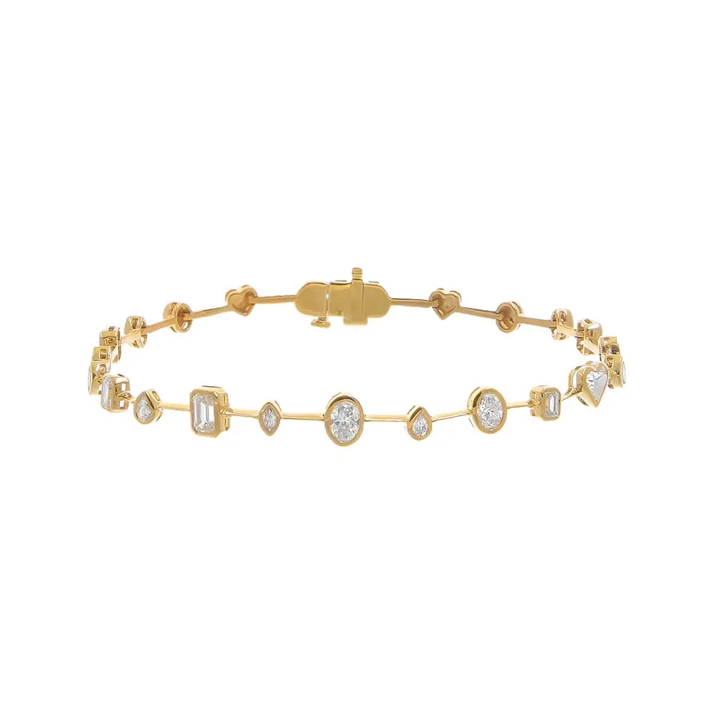 Lab Grown Diamond Multishape Bezel Tennis Bracelet 14K sold by Adina Eden's