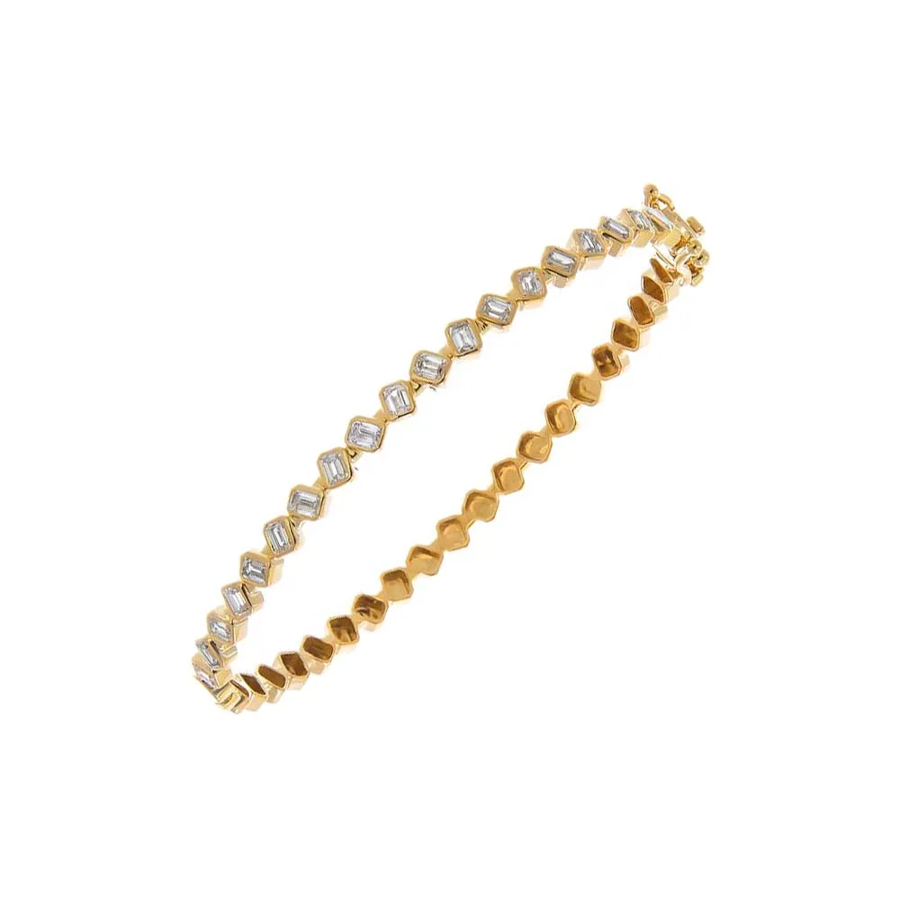 Lab Grown Diamond Multi Emerald Bezel Bangle 14K sold by Adina Eden's product image thumbnail 2