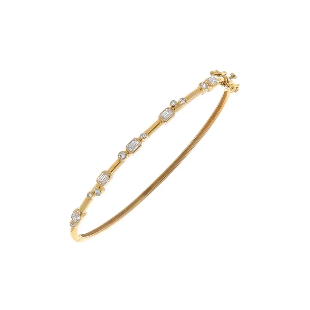 Lab Grown Diamond Emerald Bezel Bubbles Bangle Bracelet 14K sold by Adina Eden's product image thumbnail 2