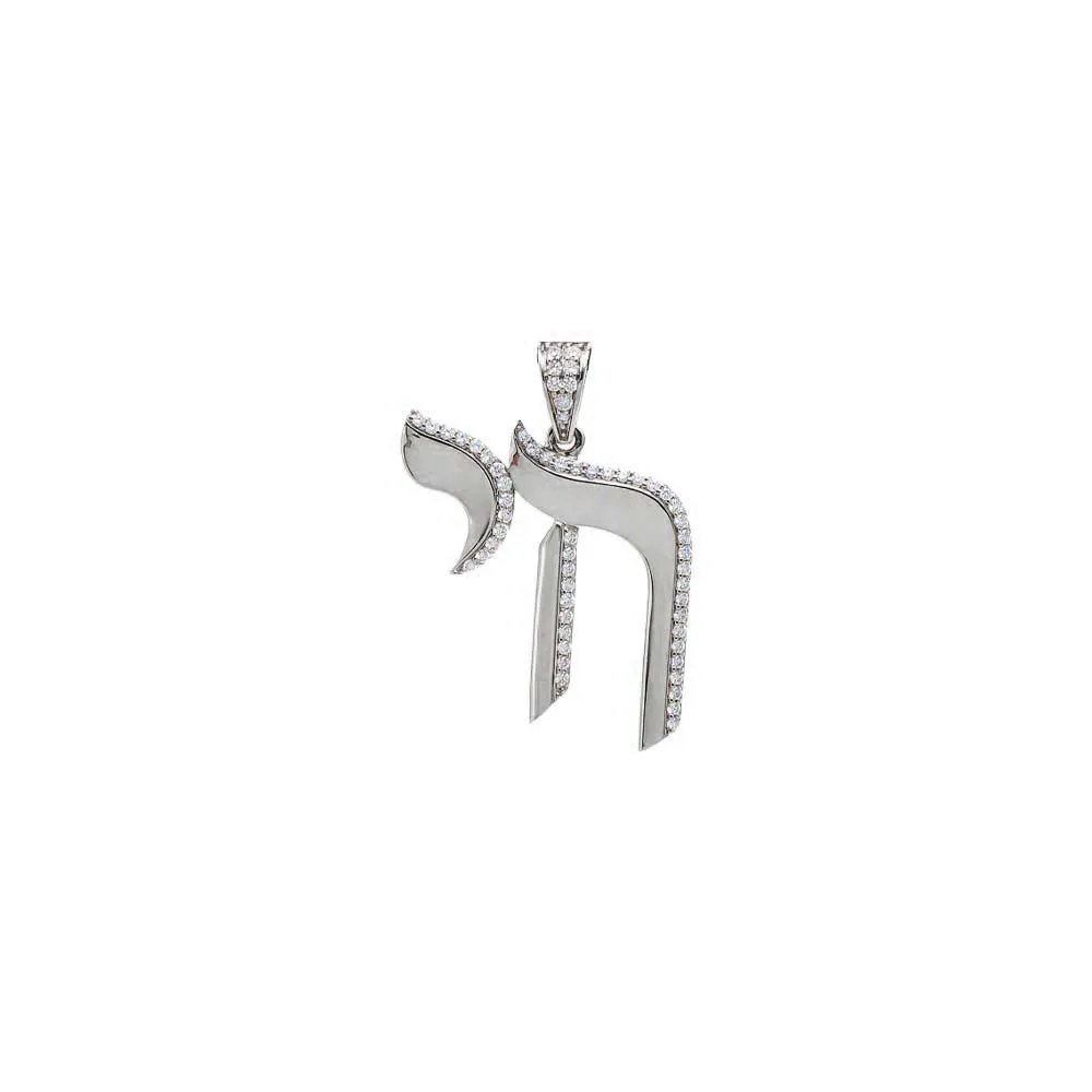 CZ Pave Shape Chai Charm sold by Adina Eden's product image thumbnail 2