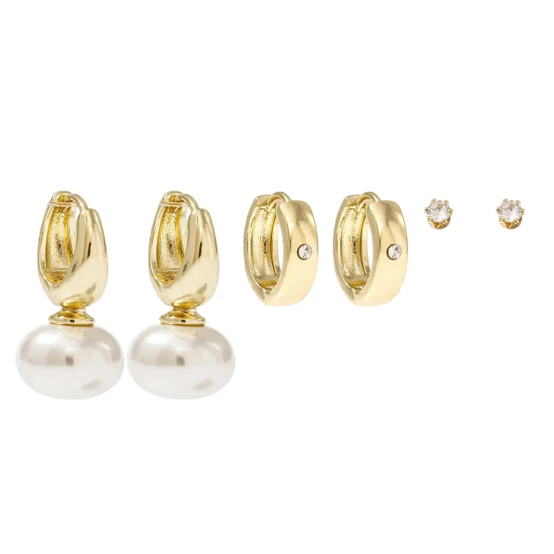 Pearl Girl Earring Combo Set sold by Adina Eden's