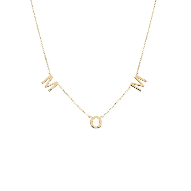 Tiny Diamond Scattered Mom Necklace 14K sold by Adina Eden's